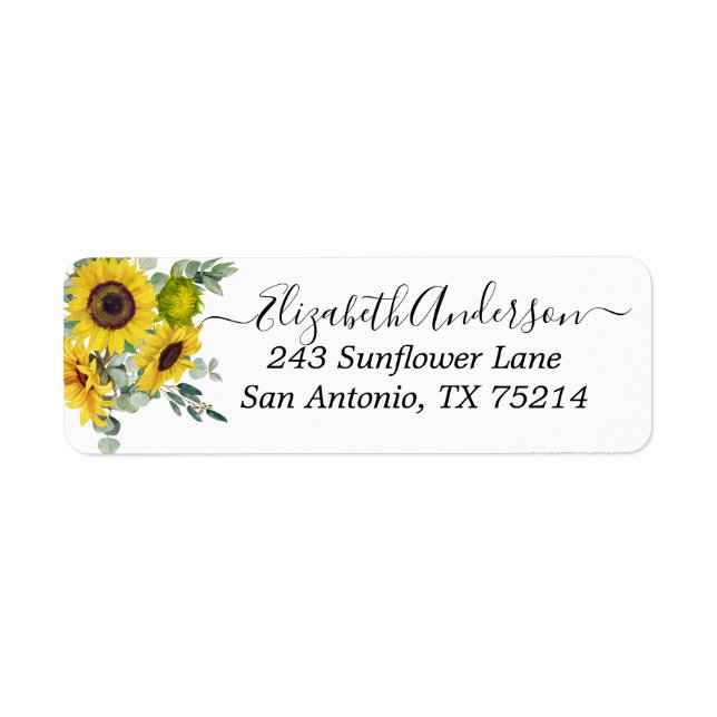 Rustic Country Sunflower Eucalyptus Return Address Label (Front)