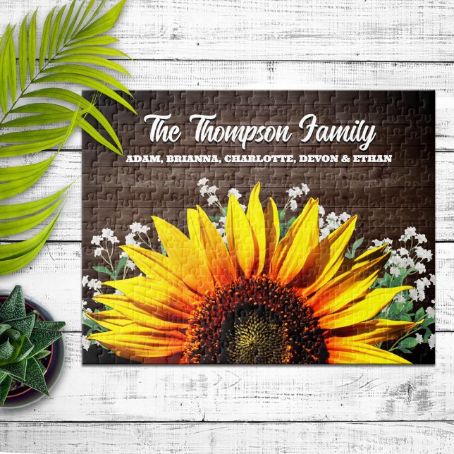 Rustic Country Sunflower Family Name Jigsaw Puzzle (Creator Uploaded)
