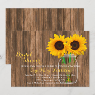 Rustic Country Sunflower Mason Jar Bridal Shower Invitation