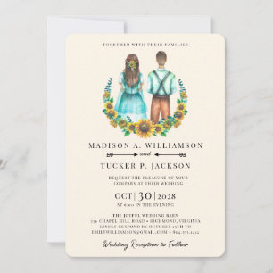 Rustic Country Sunflower Photo  Wedding  Invitation