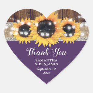 Rustic Country Sunflower Purple Wedding Stickers