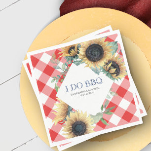 Rustic Country Sunflower Red Gingham Barn Wedding Napkin