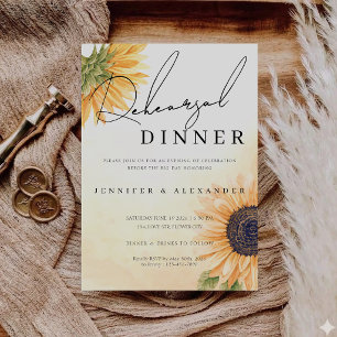 Rustic Country Sunflower Rehearsal Dinner  Invitation