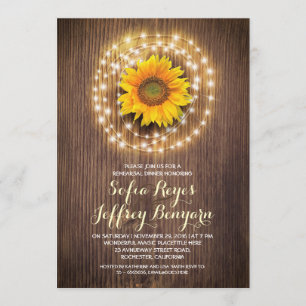 rustic country sunflower rehearsal dinner invites
