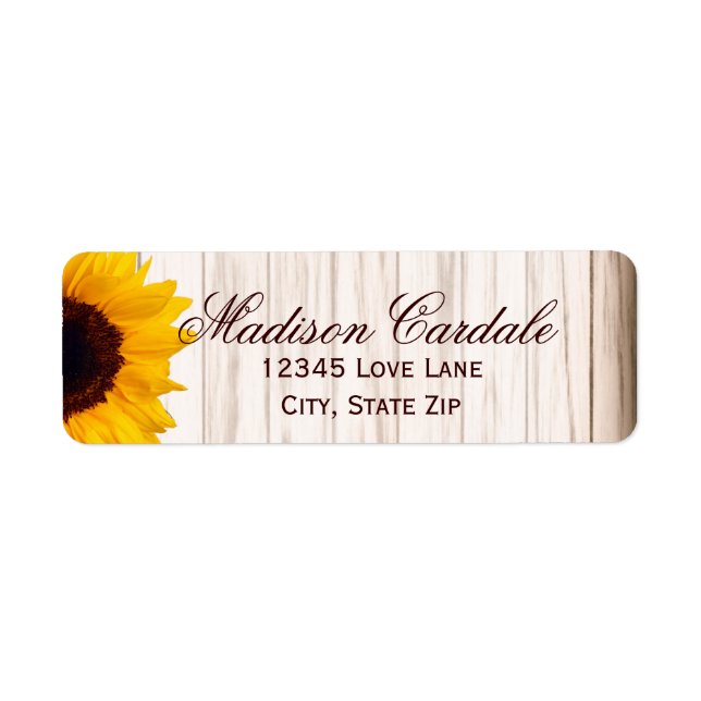 Rustic Country Sunflower Return Address Labels (Front)