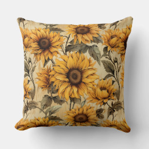 Rustic Country Sunflower Shabby Chic Flower Floral Cushion
