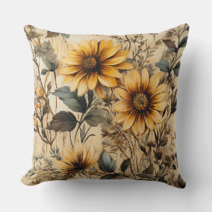 Rustic Country Sunflower Shabby Chic Flower Floral Cushion