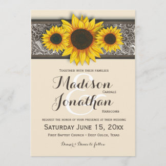 Rustic Country Sunflower Wedding Invitations