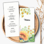 Rustic Country Sunflower Wedding Menu Cards<br><div class="desc">Rustic | Country Sunflowers and Wildflowers Watercolor Painting custom Wedding Menu Cards. Matching Wedding Invitations,  Bridal Shower Invitations,  Save the Date Cards,  Bridesmaid to be Request Cards,  Thank You Cards,  Favours and Gifts  available in the Rustic Design Category of our Store.</div>