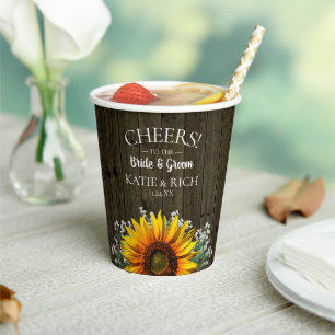 Rustic Country Sunflower Wedding Paper Cups
