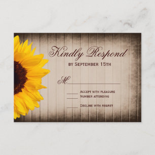 Rustic Country Sunflower Wedding RSVP Cards
