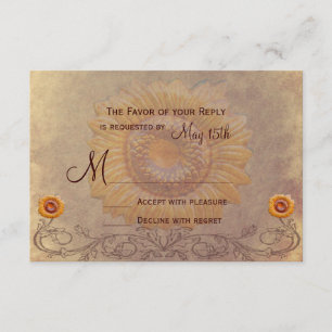 Rustic Country Sunflower Wedding RSVP Cards