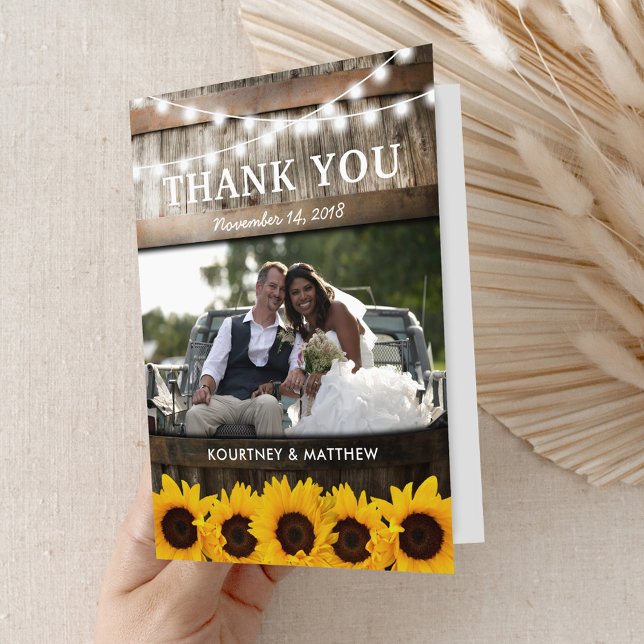Rustic Country Sunflower Wedding Thank You Card (Creator Uploaded)