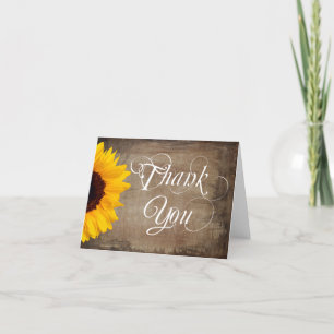 Rustic Country Sunflower Wedding Thank You Cards