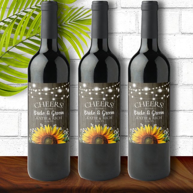 Rustic Country Sunflower Wedding Wine Label (Creator Uploaded)