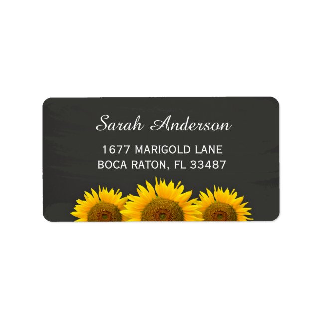 Rustic Country Sunflowers Classy Chalkboard Label (Front)