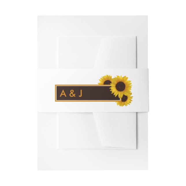 Rustic Country Sunflowers - Floral Wedding Invitation Belly Band (Front Example)