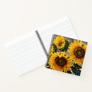 Rustic Country Sunflowers On Barnboard Print Notebook