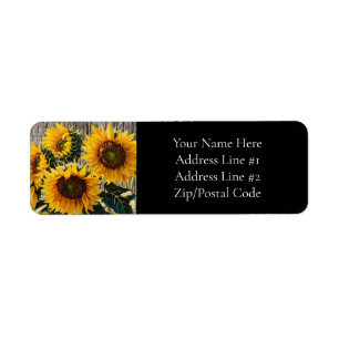 Rustic Country Sunflowers On Barnboard print Return Address Label