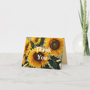 Rustic Country Sunflowers On Barnboard Print Thank You Card