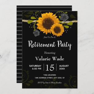 Rustic Country Sunflowers Retirement Party Invitation