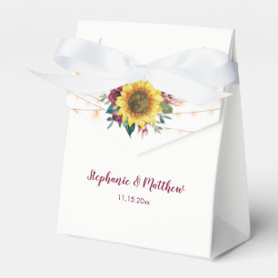 Rustic Country Sunflowers String Lights Wedding Favour Box