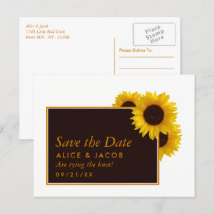 Rustic Country Sunflowers - Wedding Save the Date Postcard