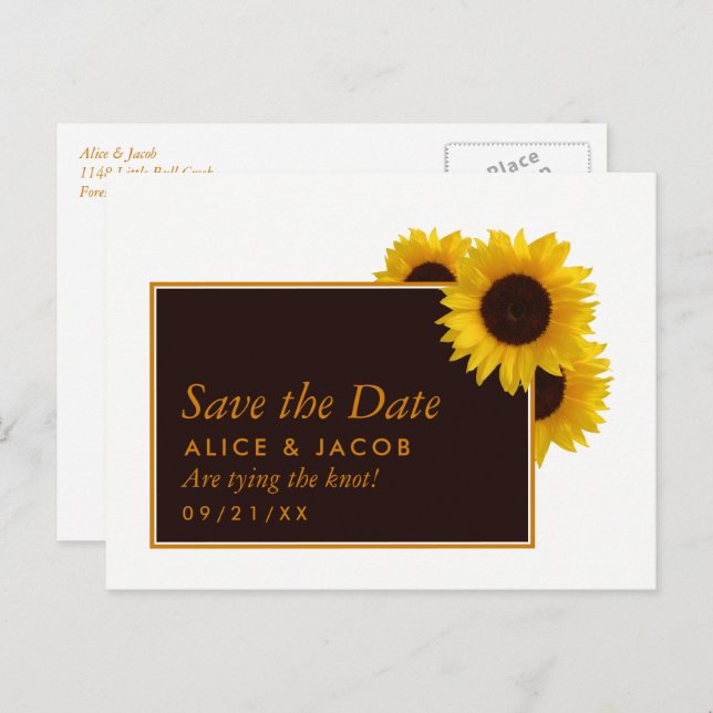 Rustic Country Sunflowers - Wedding Save the Date Postcard (Front/Back)
