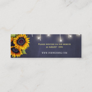 Rustic country sunflowers wedding website RSVP Mini Business Card