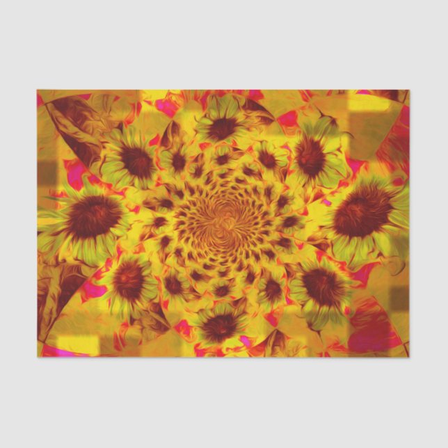 Rustic Country Sunflowers Yellow Red Decoupage Tissue Paper (Front)