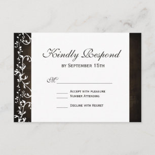 Rustic Country Swirls Brown Wedding RSVP Cards