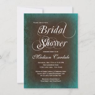 Rustic Country Teal Brown Bridal Shower Invitation