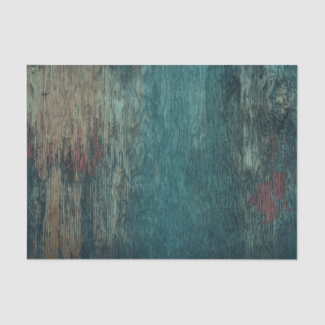Rustic Country Teal Wood Grain Tissue Paper (Front)