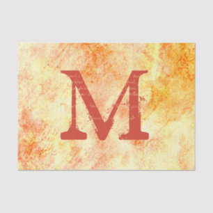 Rustic Country Texture Pale Yellow Rust Monogram Tissue Paper