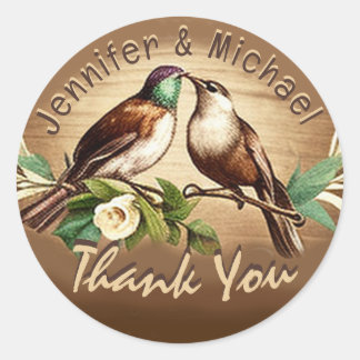 Rustic Country Thank You Classic Round Sticker