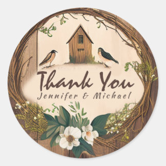 Rustic Country Thank You Classic Round Sticker