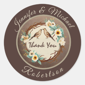 Rustic Country Thank You Classic Round Sticker