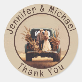 Rustic Country Thank You Classic Round Sticker