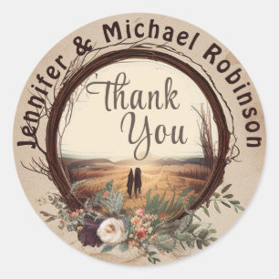 Rustic Country Thank You Classic Round Sticker