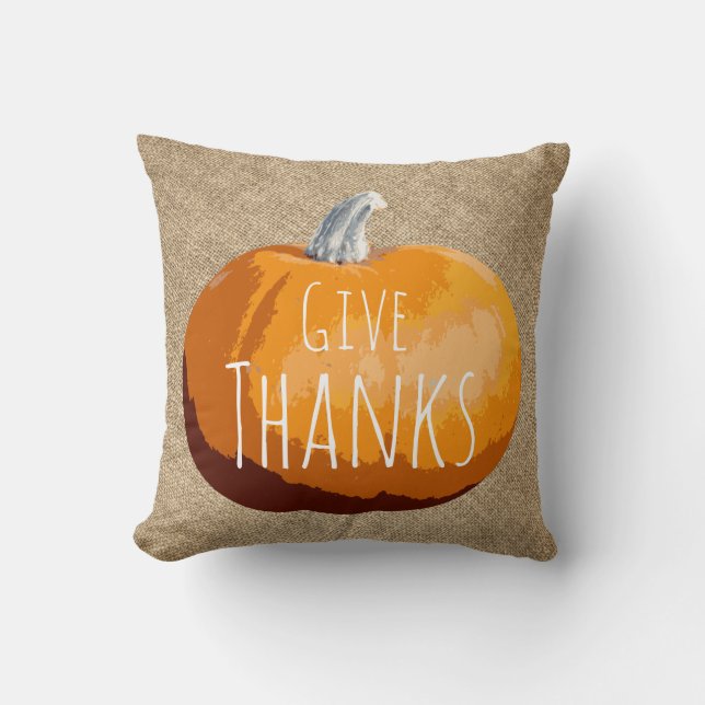 Rustic Country Thanksgiving Pumpkin Cushion (Front)