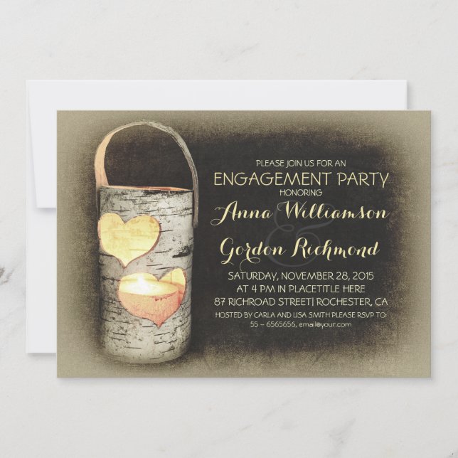 Rustic Country Tree Candle Engagement Party Invitation (Front)