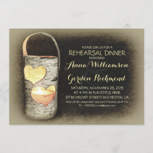 Rustic Country Tree Candle Rehearsal Dinner Invitation