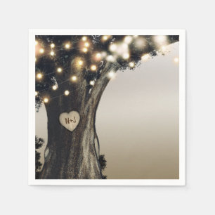 Rustic Country Tree & Lights Modern Barn Wedding Napkin
