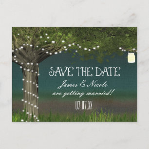 Rustic Country Tree & Lights Save Date Postcard