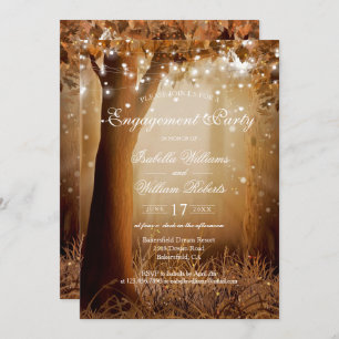 Rustic Country Tree String Lights Engagement Party Invitation
