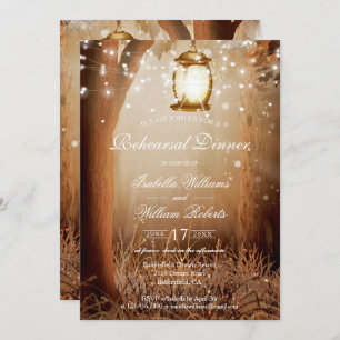 Rustic Country Tree String Lights Rehearsal Dinner Invitation