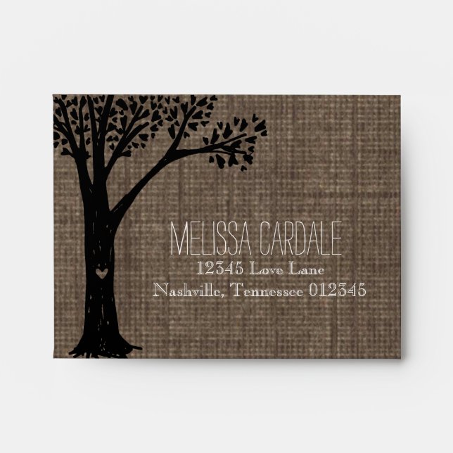 Rustic Country Tree Wedding RSVP Return Envelopes (Front)