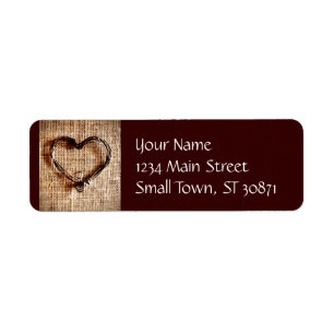 Rustic Country Twine Heart on Burlap Print Return Address Label