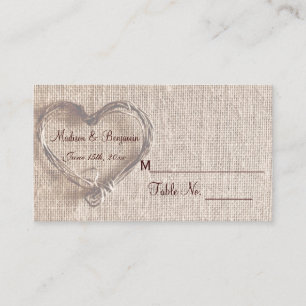 Rustic Country Twine Heart Wedding Place Cards