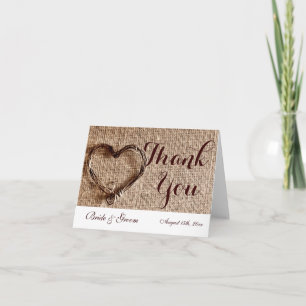 Rustic Country Twine Heart Wedding Thank You Cards